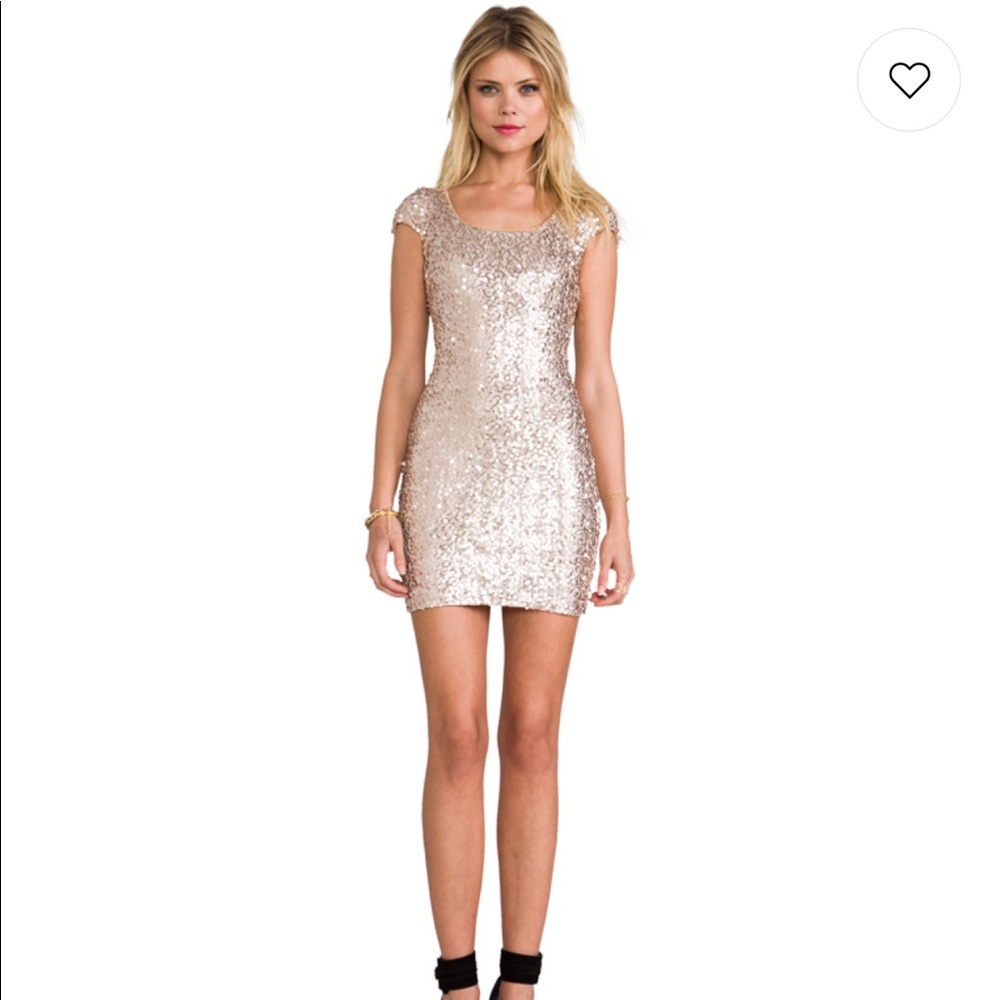 Dress the Population: Gabriella Dress in Champagne